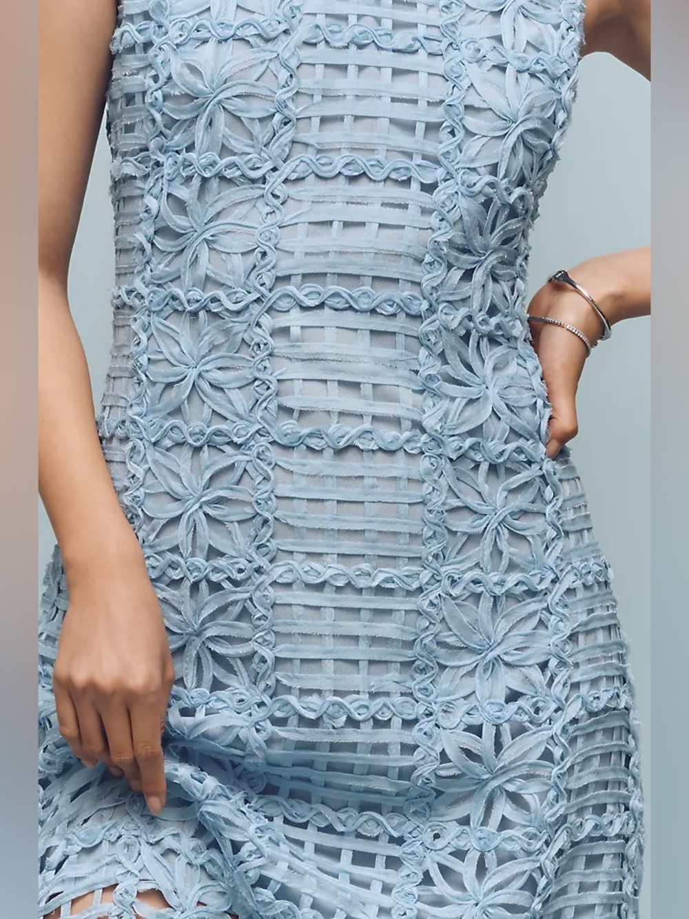 Antropologie Endless Rose Blue Textured Sleeveless Maxi Dress Size L - Picture 4 of 13
